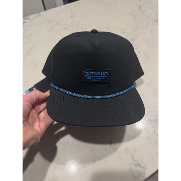 Melin NWT Coronado Brick Hydro Hat RARE Black Electric Blue Sold Out Golf - Picture 1 of 8